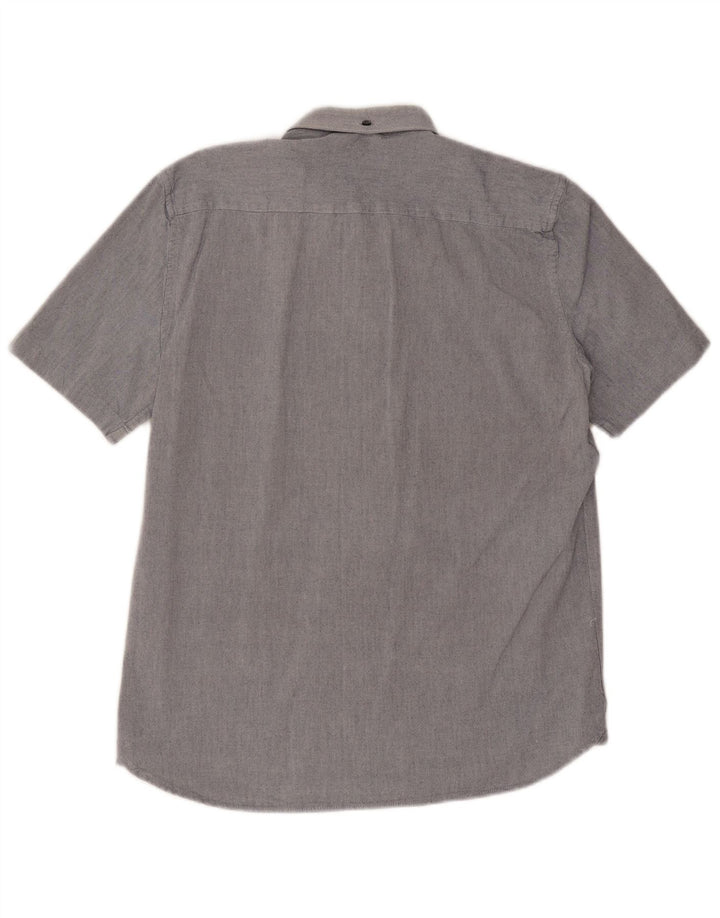 French Connection Herren-Kurzarmhemd aus mittelblauer Baumwolle