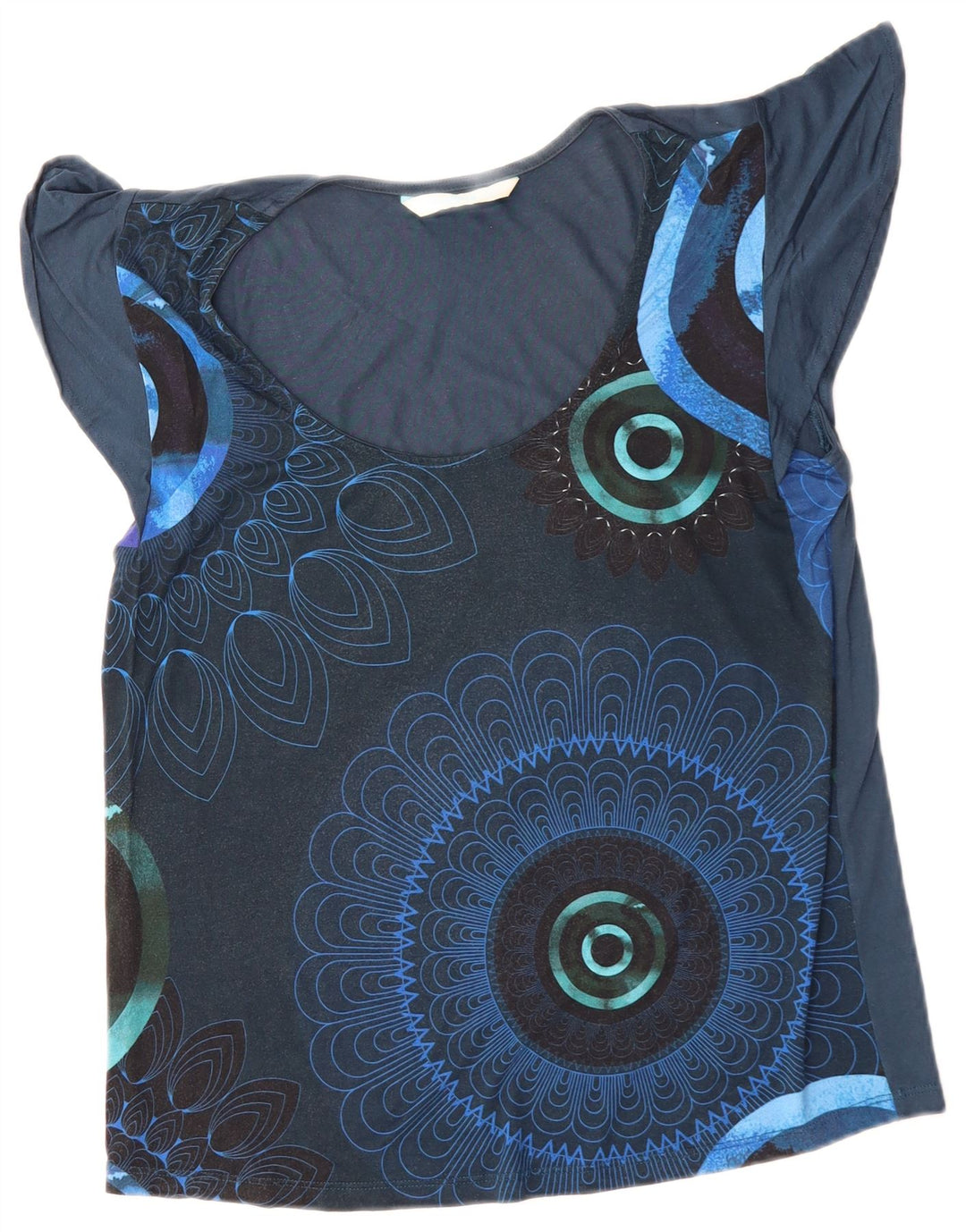 DESIGUAL Damen-Blusenoberteil UK 14 Mittel Marineblau mit Blumenmuster
