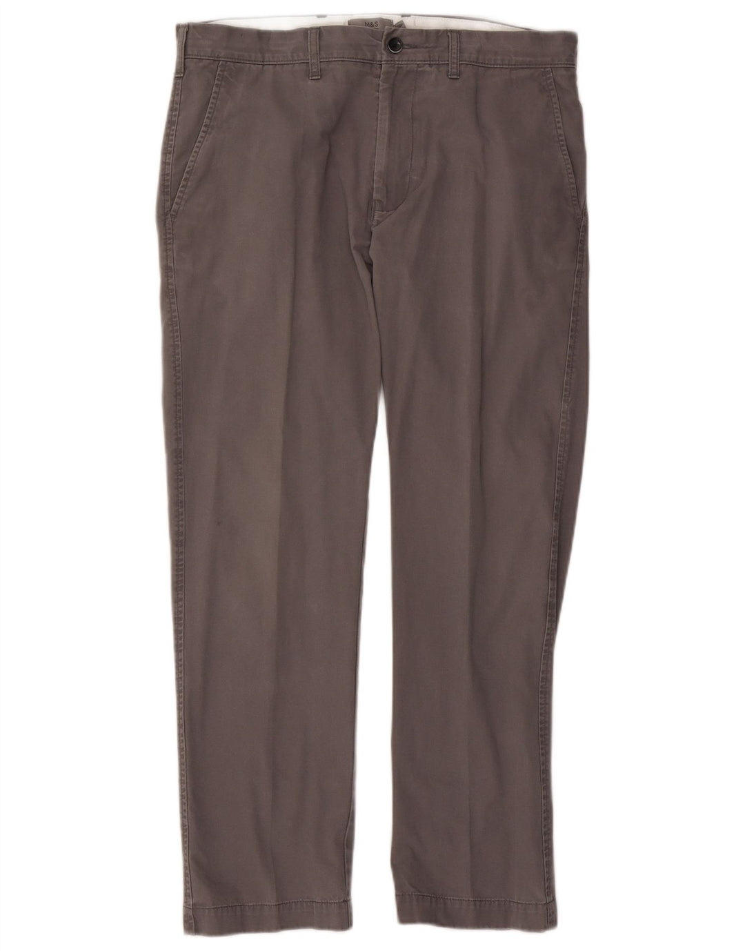 Gerade Herren-Chinohose von Marks & Spencer, Breite 34, Länge 29, Grau, Baumwolle