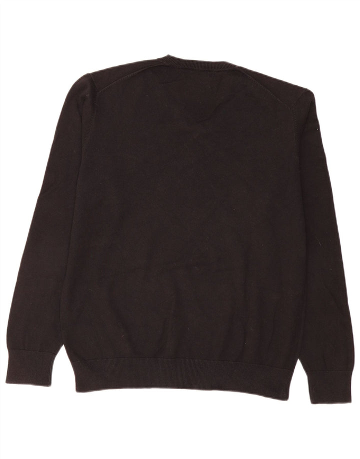 Zara Herren-Pullover mit V-Ausschnitt, Größe L, Schwarz, Argyle/Diamant