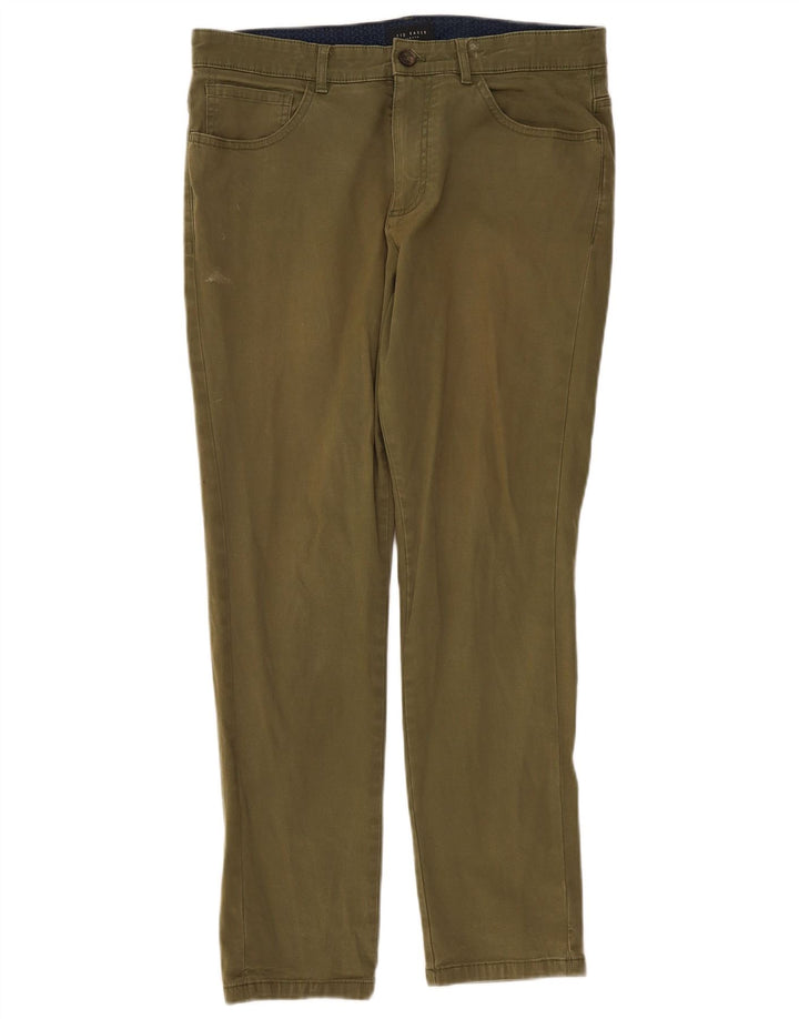 Ted Baker Slim Freizeithose für Herren, W32, L29, Khaki, Baumwolle