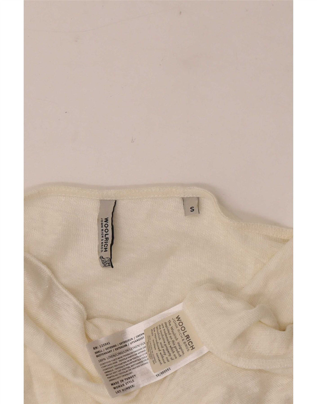 Woolrich Damen-Oberteil mit 3/4-Ärmeln, übergroß, schulterfrei, Größe UK 10, Größe S, Weiß