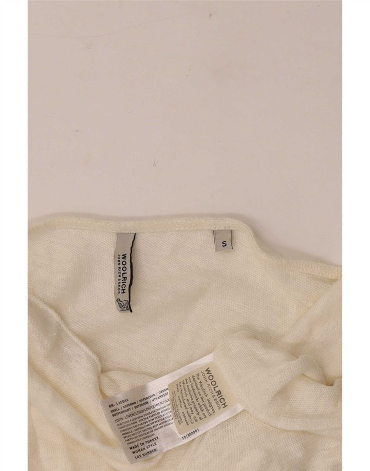 Woolrich Damen-Oberteil mit 3/4-Ärmeln, übergroß, schulterfrei, Größe UK 10, Größe S, Weiß