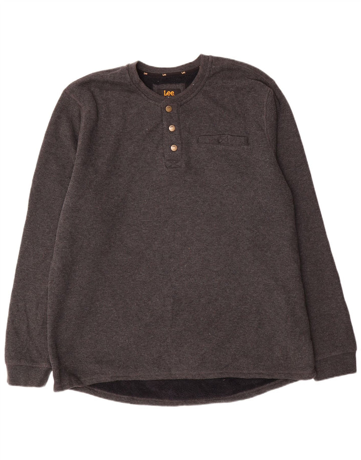 Lee Herren-Sweatshirt mit normaler Passform, XL, grau meliert, Baumwolle