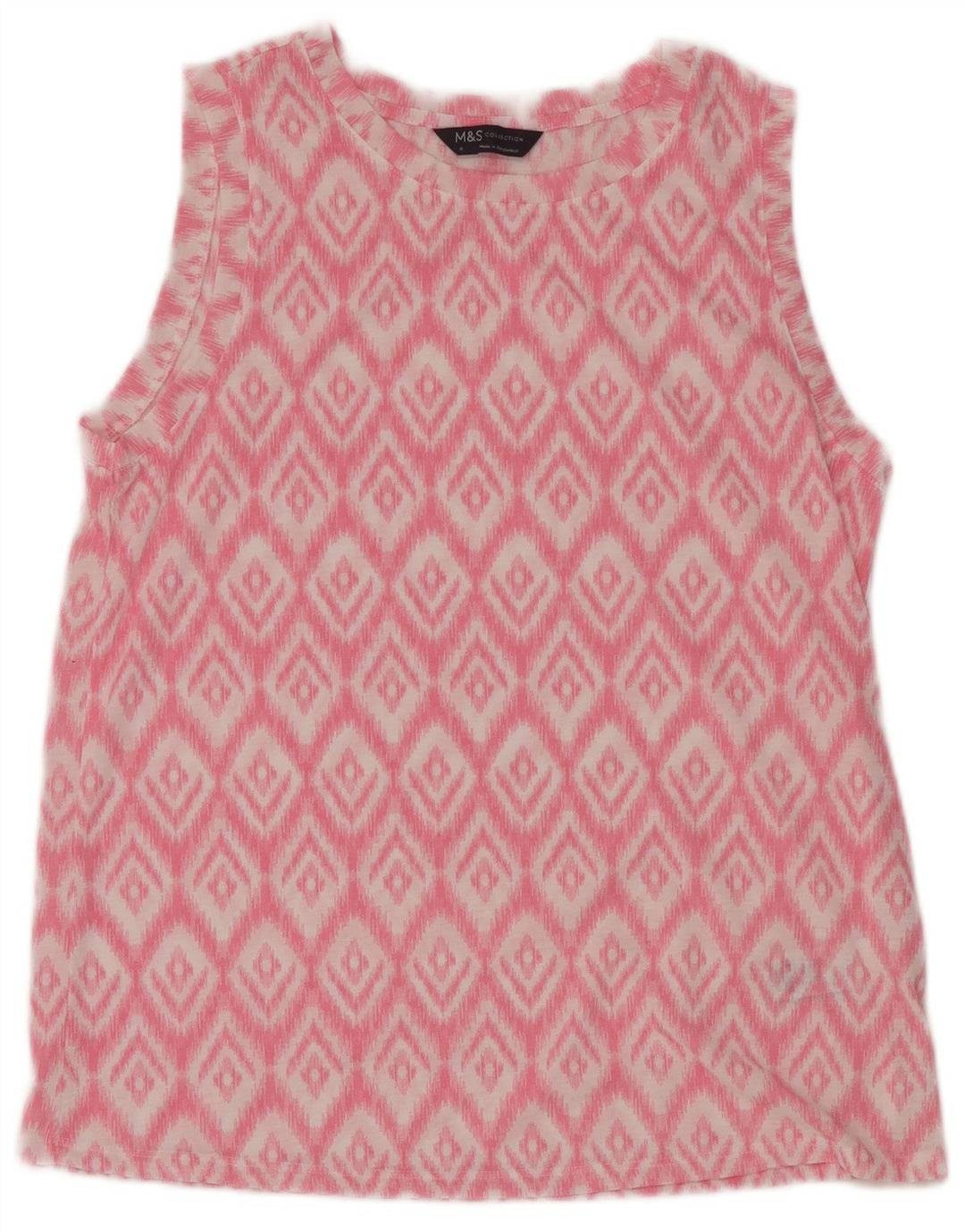 Marks & Spencer Damen-Bluse, ärmellos, Gr. 8, rosa, Ikat-Polyester