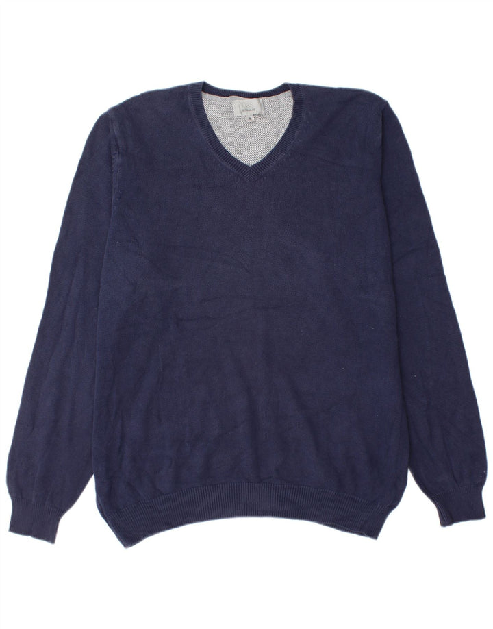 Marks & Spencer Herren-Pullover mit normaler Passform und V-Ausschnitt in mittlerem Marineblau
