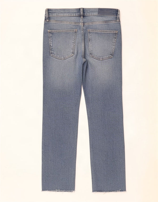 Zara Damen Distressed Straight Jeans EU 36 XS W26 L26 Blaue Baumwolle