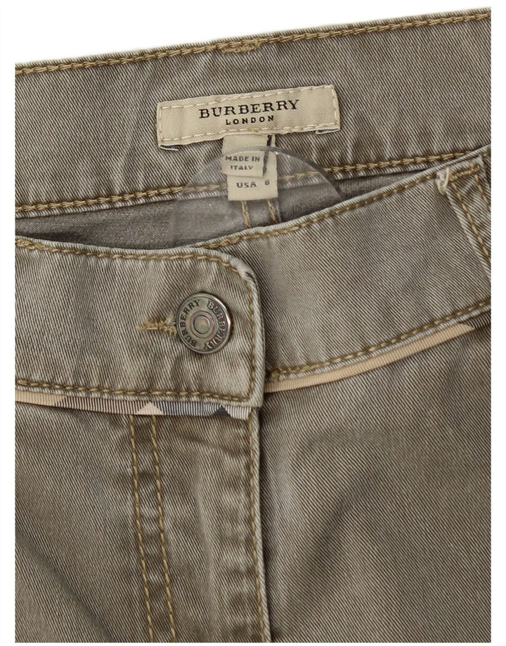 BURBERRY Damen Straight Jeans UK 10 Small W32 L29 Khaki Baumwolle
