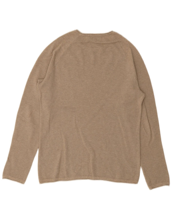 Jack & Jones Mens Boat Neck Jumper Sweater Small Beige
