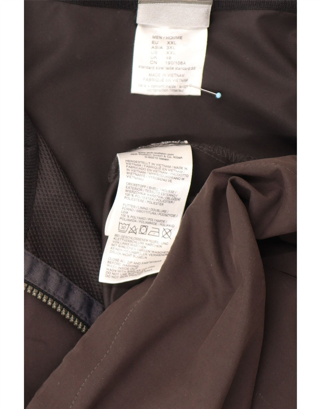 JACK WOLFSKIN Herren Regenjacke mit Kapuze UK 48 2XL Schwarz Polyester