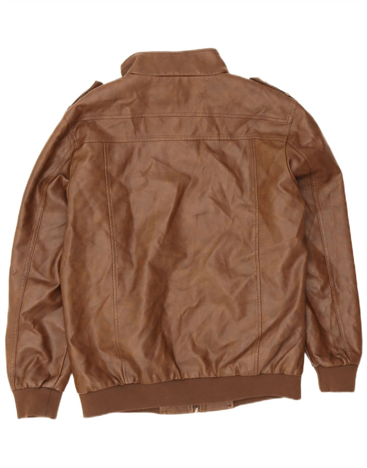 Vintage Herren Militär-Kunstlederjacke UK 38 Mittelbraunes Polyethylen