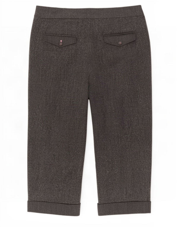 Marks & Spencer Damen Caprihose UK 16 Large W38 L22 Graues Fischgrätenmuster