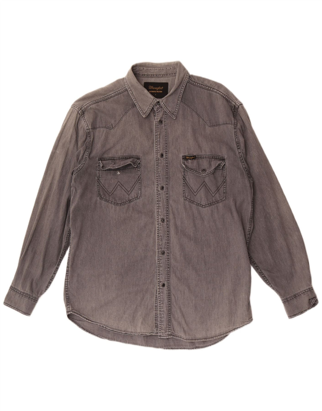 Wrangler Herren-Jeanshemd, große graue Baumwolle