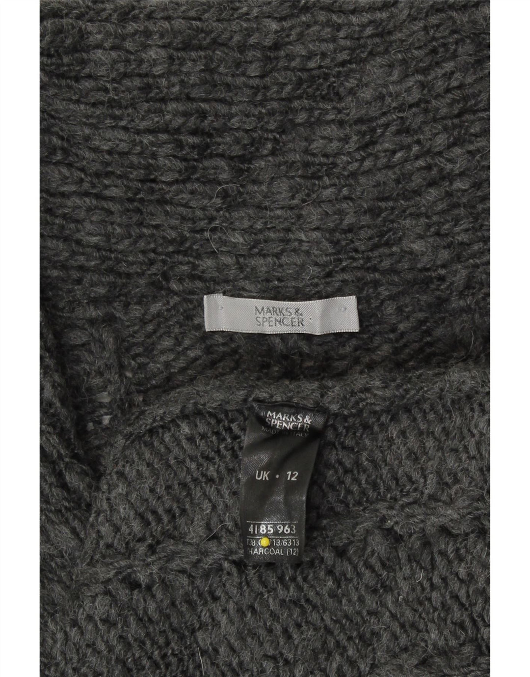 Marks & Spencer Damen Longline-Cardigan-Pullover UK 12 Mittelgraues Acryl