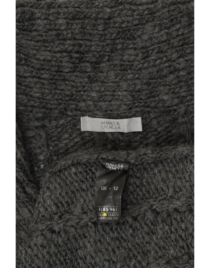 Marks & Spencer Damen Longline-Cardigan-Pullover UK 12 Mittelgraues Acryl