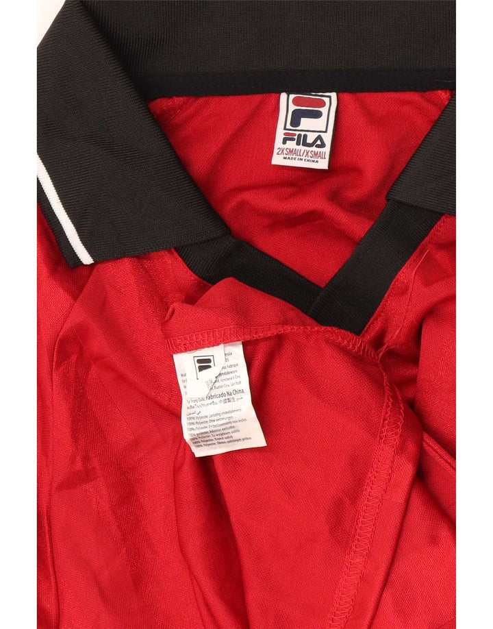 Fila Herren-Poloshirt mit Grafik, 2XS, rotes Farbblock-Polyester