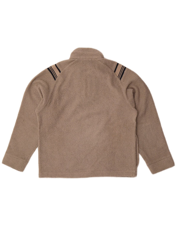 Sergio Tacchini Herren-Fleecepullover mit Reißverschluss am Hals, mittelgrau gestreift