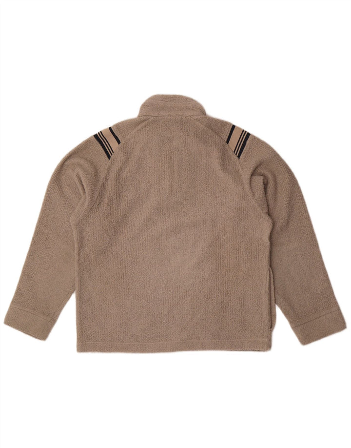 Sergio Tacchini Herren-Fleecepullover mit Reißverschluss am Hals, mittelgrau gestreift
