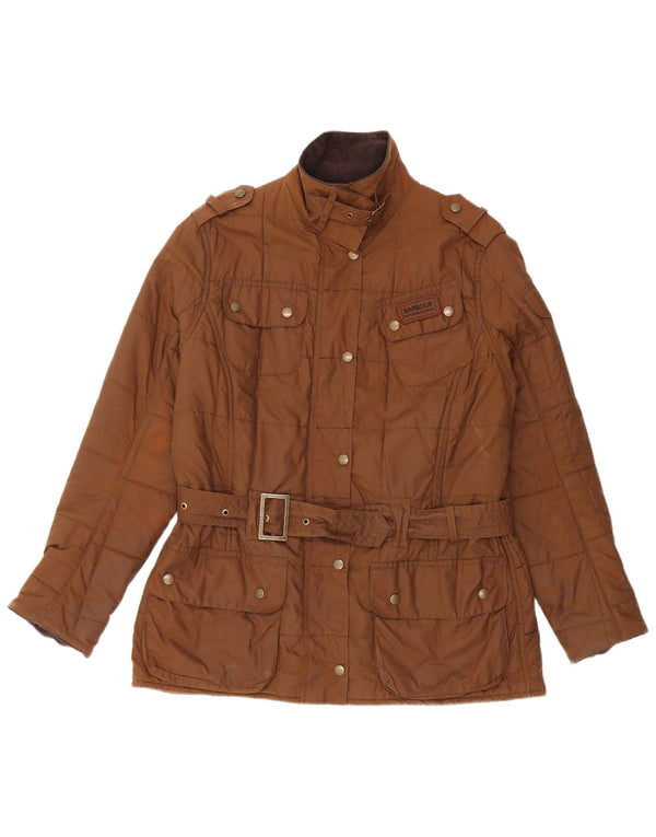 BARBOUR Damen Militärjacke aus gewachster Baumwolle, UK 16, große braune Baumwolle