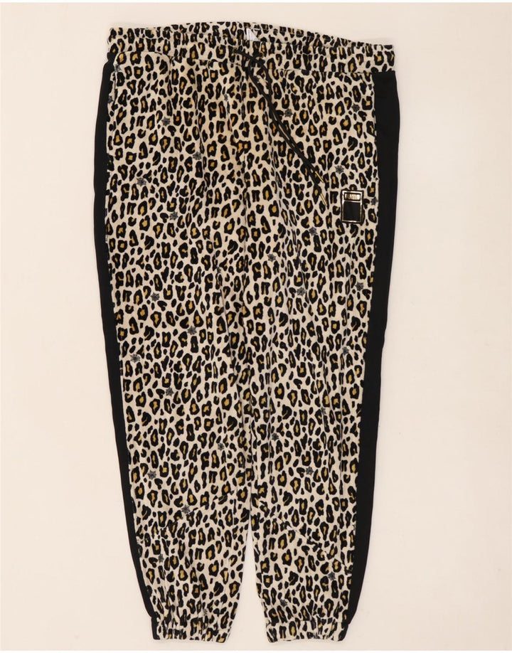 PUMA Damen Trainingshose Jogger UK 14 Medium Schwarz Animal Print