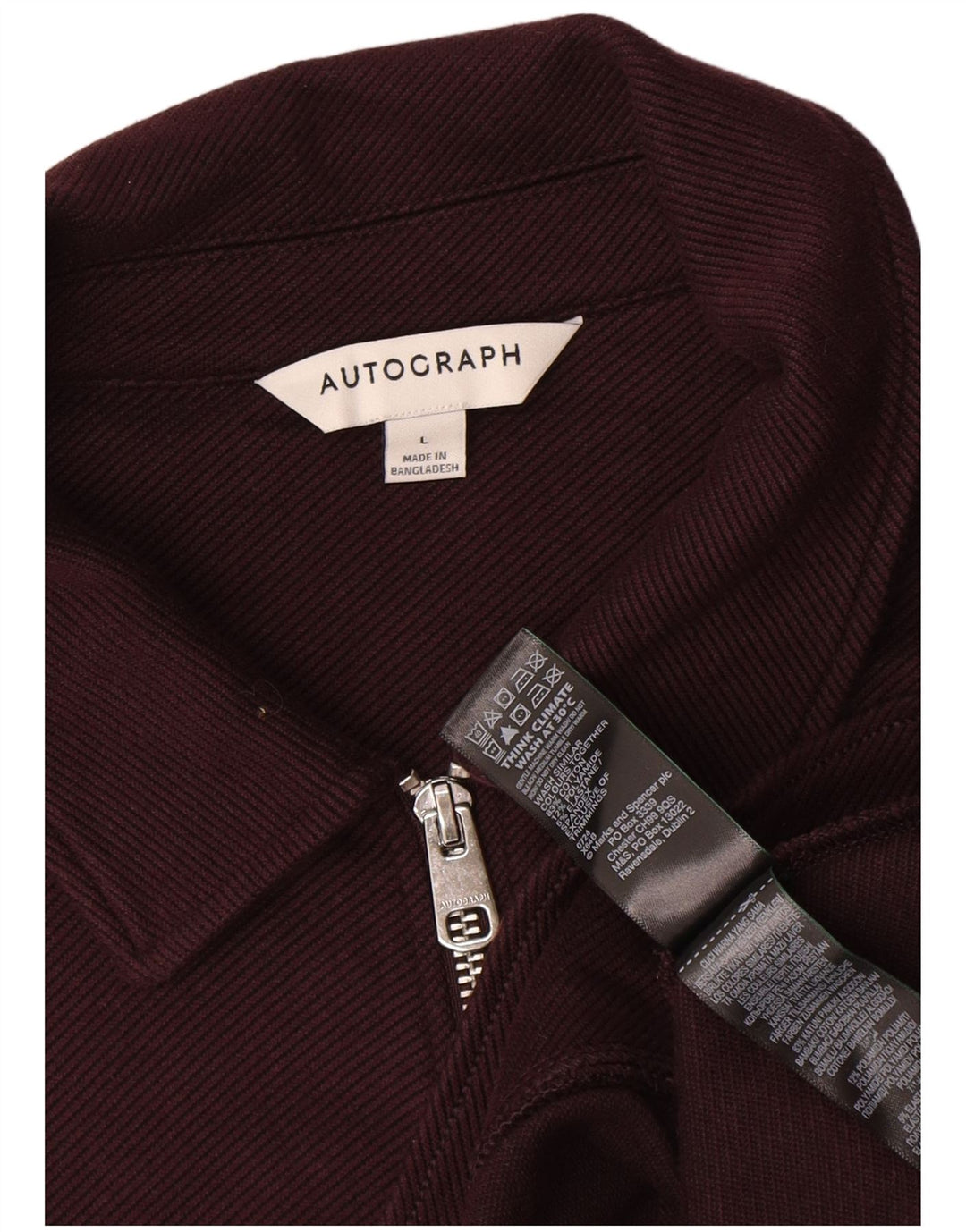 Marks & Spencer Herren Autograph Bomberjacke UK 40 Large Burgunderrot Baumwolle