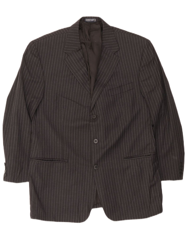 Nautica Herren-Blazer mit 3 Knöpfen, UK 44, 2XL, schwarze Nadelstreifenwolle