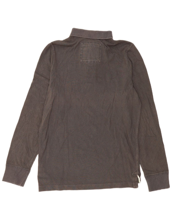 Abercrombie & Fitch Herren-Langarm-Poloshirt 2XL aus grauer Baumwolle