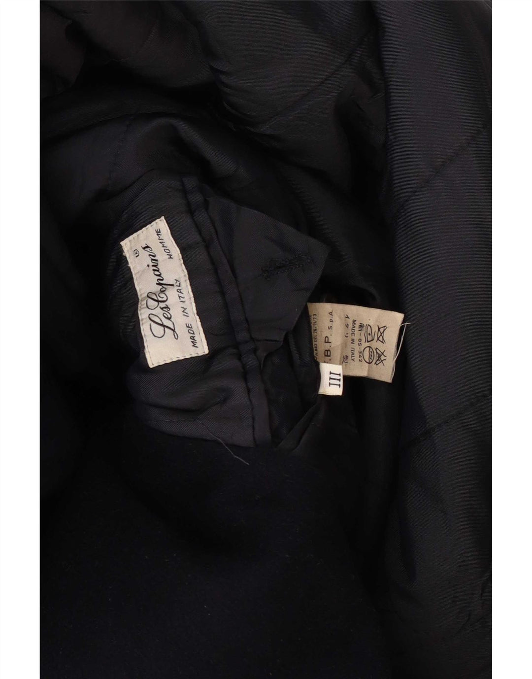 Les Copains Zweireihiger Herrenmantel UK 36 Small Marineblaue Wolle