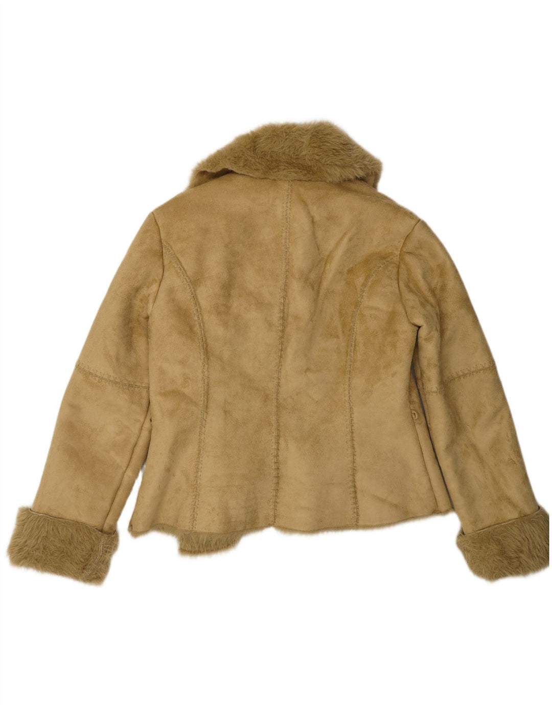 Benetton Damen Sherpa Jacke IT 46 Large Grün Polyester