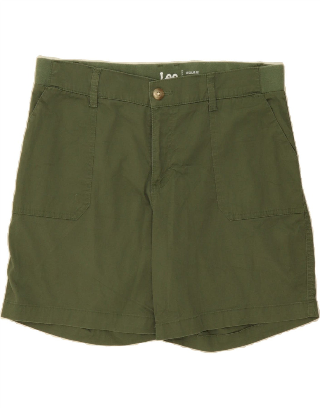 LEE Womens Mid Rise Regular Fit Bermuda Shorts US 12 Large W34 Green Vintage Lee and Second-Hand Lee from Messina Hembry 
