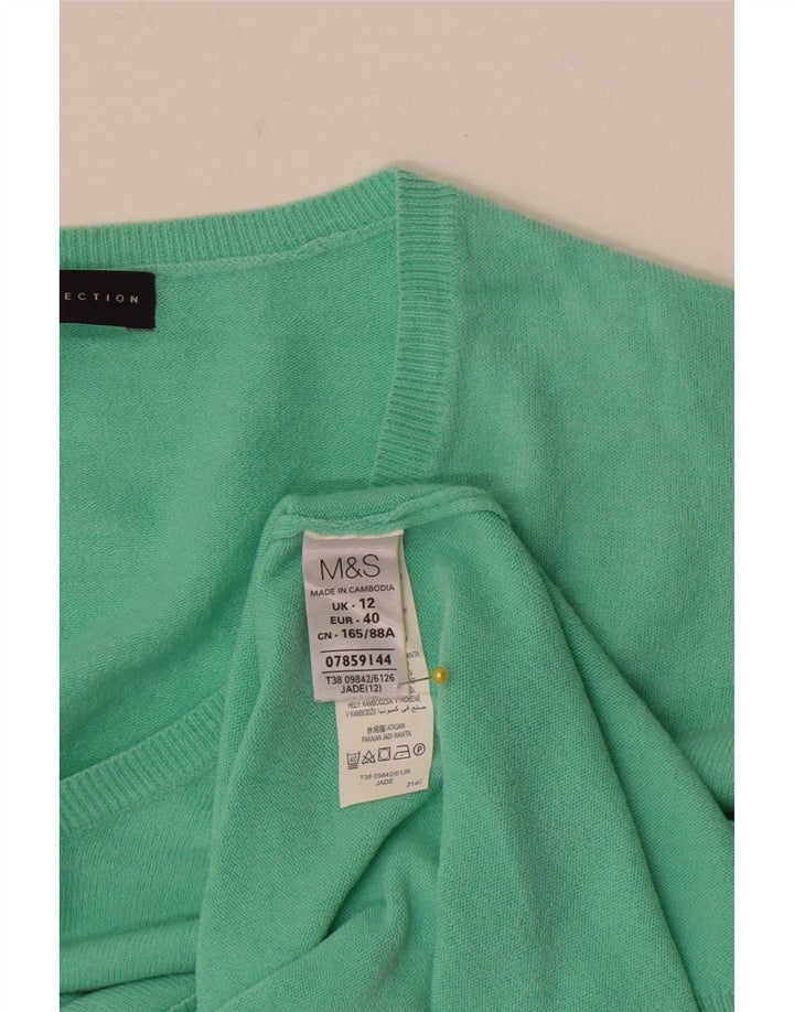 Marks & Spencer Damen-Pullover mit V-Ausschnitt, UK 12, Mittelgrün, Acryl