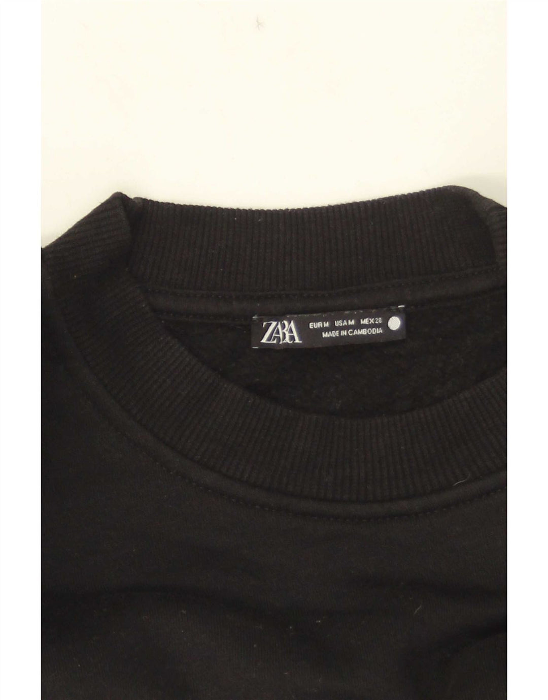 Zara Damen Crop Sweatshirt Pullover UK 14 Medium Schwarz