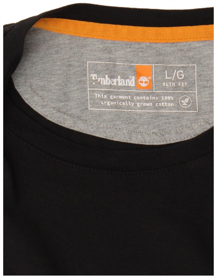 Timberland Herren Slim Fit Top Langarm Große schwarze Baumwolle