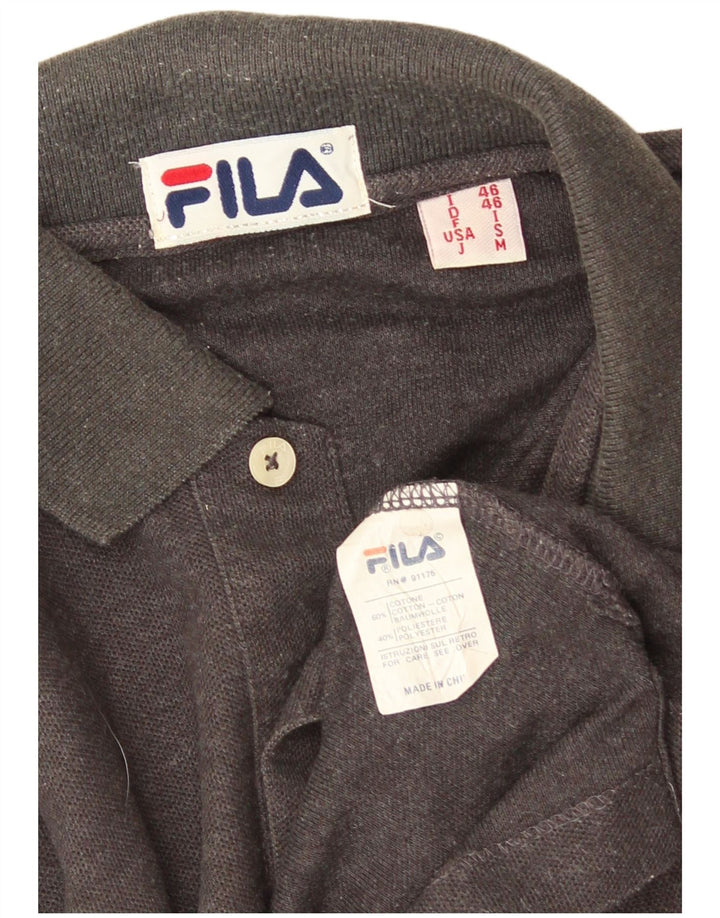 Fila Herren Langarm-Poloshirt, kleine graue Baumwolle