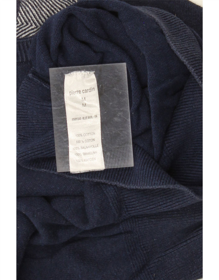PIERRE CARDIN Herren-Pullover mit Rundhalsausschnitt, mittelmarineblaue Baumwolle