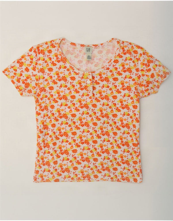 Gap Damen-T-Shirt-Oberteil, UK-Größe 44, Größe L, weiß, geblümt, Baumwolle