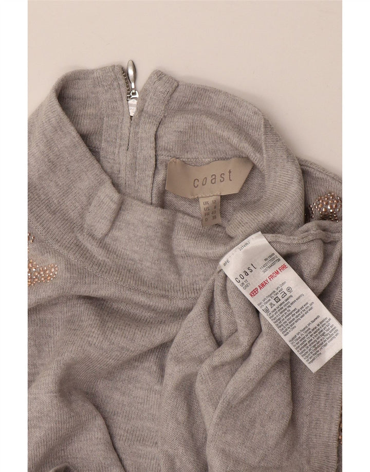 Rollkragenpullover für Damen von Coast, Gr. 12, mittelgrau, geblümt, Polyamid