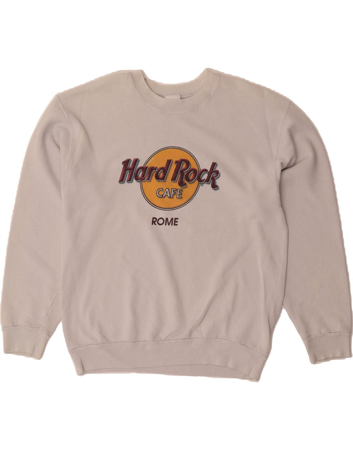 HARD ROCK CAFE Mens Rome Graphic Sweatshirt Jumper Medium White Cotton Vintage Hard Rock Cafe and Second-Hand Hard Rock Cafe from Messina Hembry 