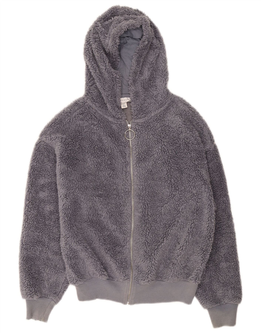 Topshop Damen-Fleecejacke mit Kapuze, übergroß, UK 6, XS, Grau, Polyester