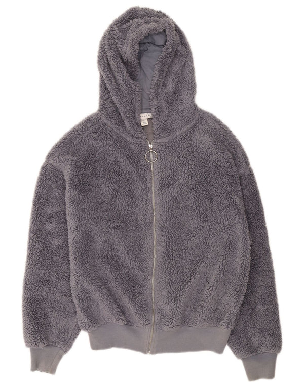 Topshop Damen-Fleecejacke mit Kapuze, übergroß, UK 6, XS, Grau, Polyester