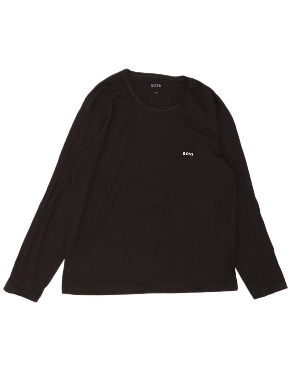 HUGO BOSS Herren Top Langarm 2XL Schwarz Baumwolle