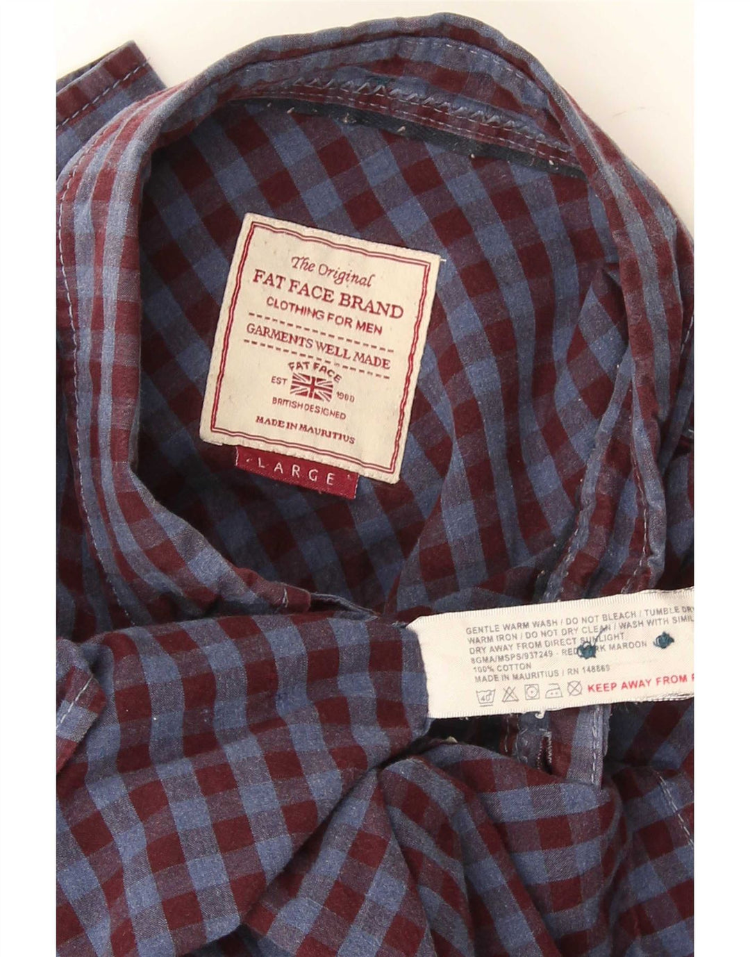 Fat Face Herren-Flanellhemd, groß, Burgunderrot, Gingham-Baumwolle