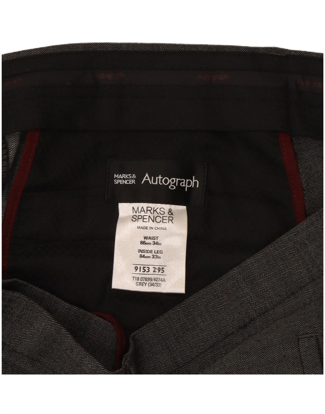 Marks & Spencer Herren Autograph Gerade Anzughose W34 L33 Graue Wolle