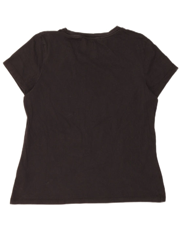 Calvin Klein Jeans Damen Grafik T-Shirt Top UK 14 Große schwarze Baumwolle