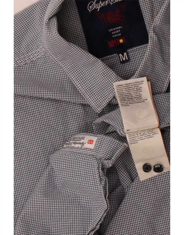 Superdry Herrenhemd aus mittelblauer Gingham-Baumwolle