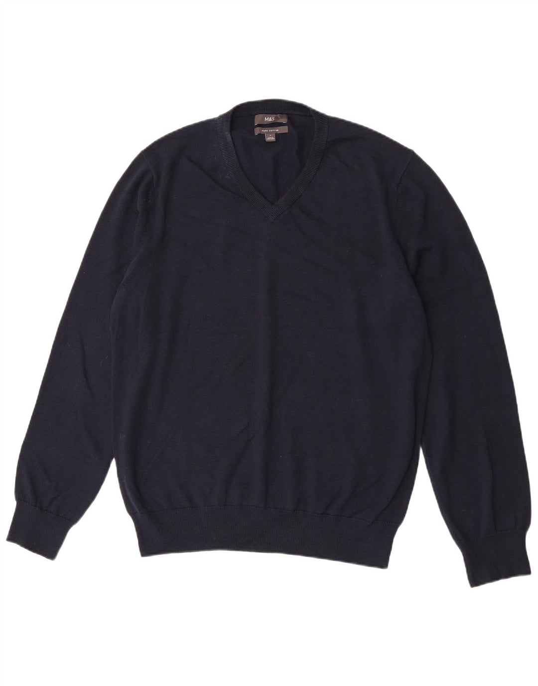 Marks & Spencer Herren-Pullover mit V-Ausschnitt, Größe L, Marineblau