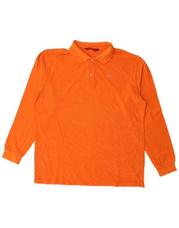 Kappa Herren Langarm-Poloshirt XL Orange Baumwolle