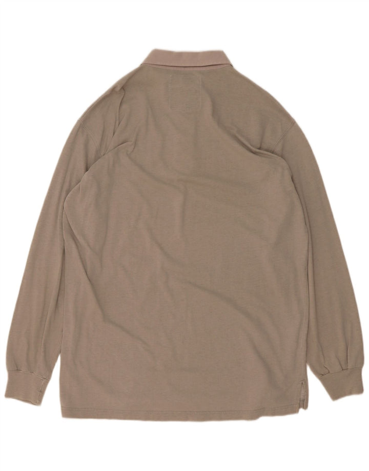 Murphy & Nye Herren-Langarm-Poloshirt XL aus grauer Baumwolle