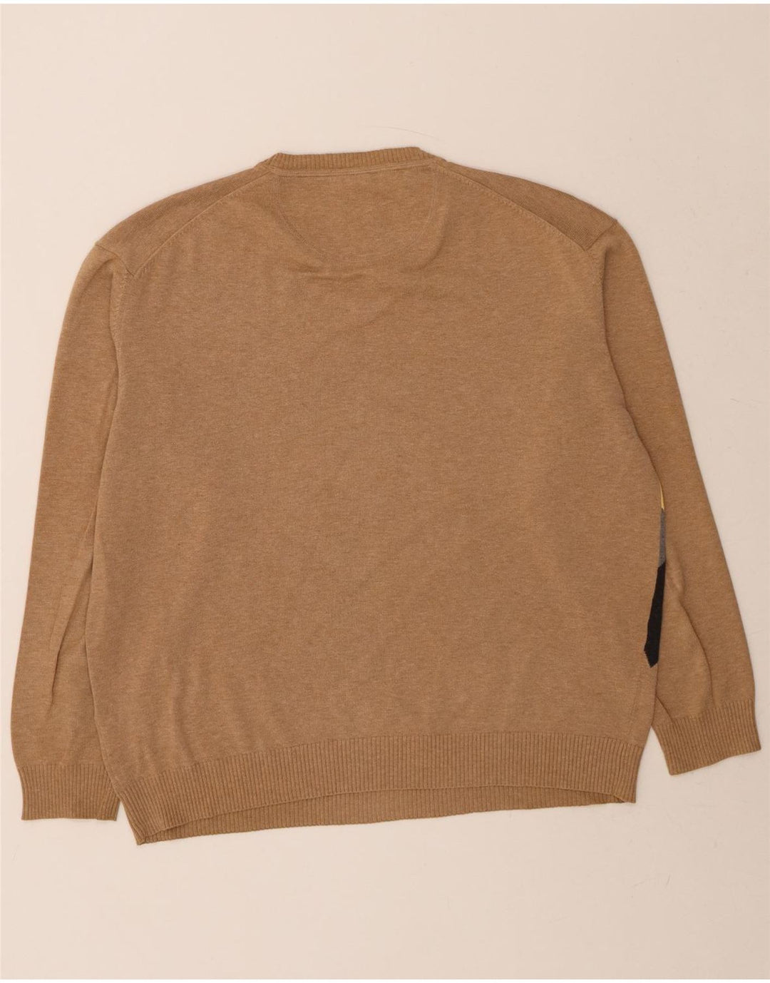 DANIEL HECHTER Mens V-Neck Jumper Sweater XL Brown Argyle/Diamond Cotton Vintage Daniel Hechter and Second-Hand Daniel Hechter from Messina Hembry 