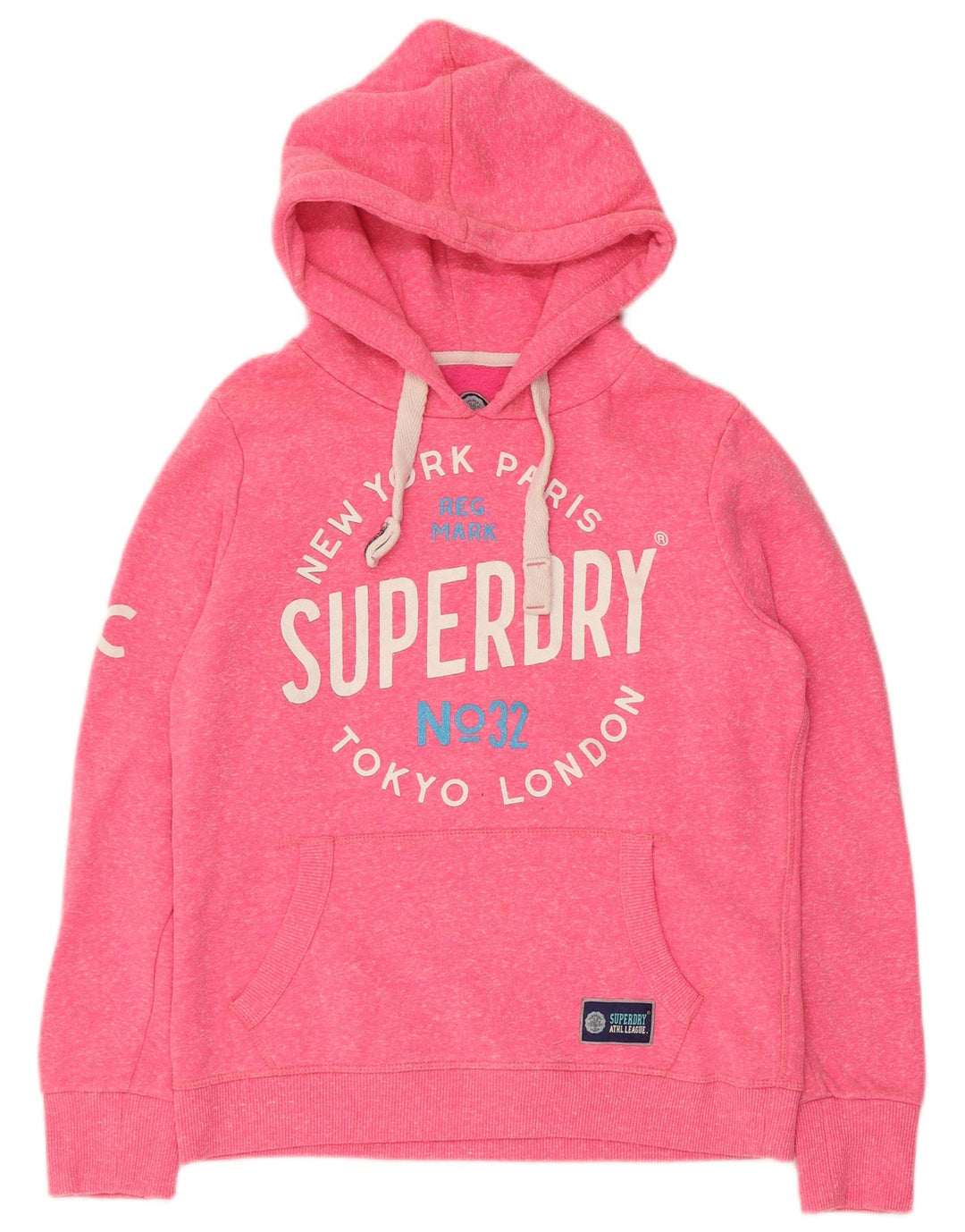 Superdry Damen-Kapuzenpullover mit Grafik, UK 14, mittelrosa, Polyester